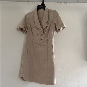 George Tan Short Sleeve Dress with Button Accents